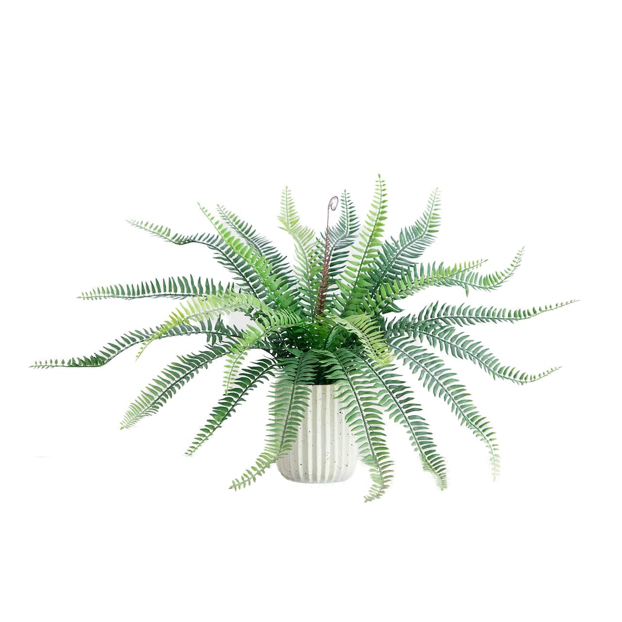 16" Artificial Boston Fern Plant in Decorative Cement Planter